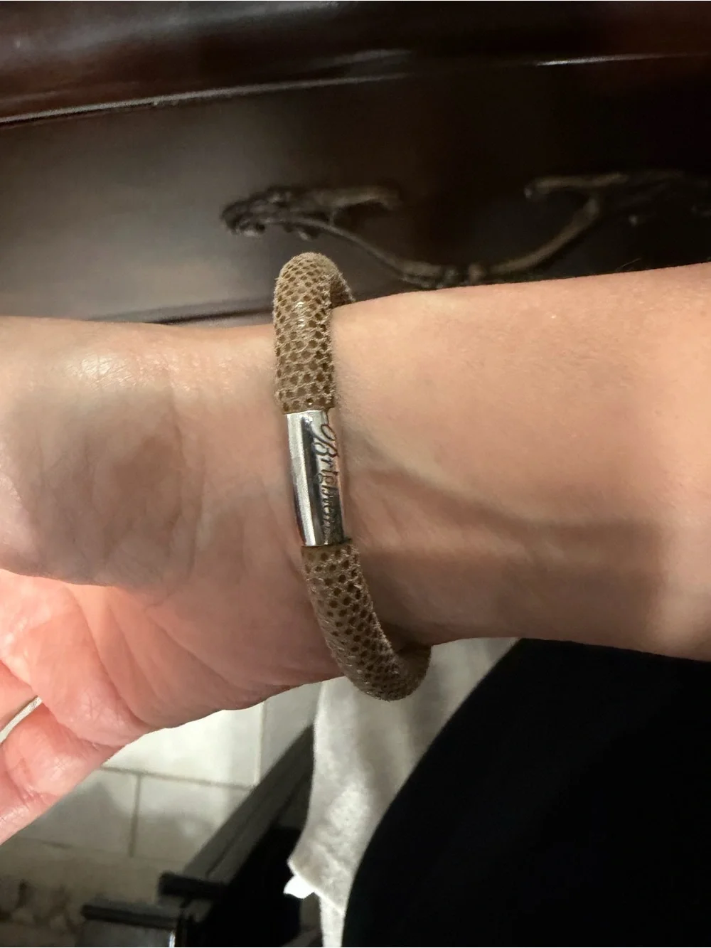 Beige Mesh Tube Bracelet with Gold Accent by Brighton - Picture 3 of 7